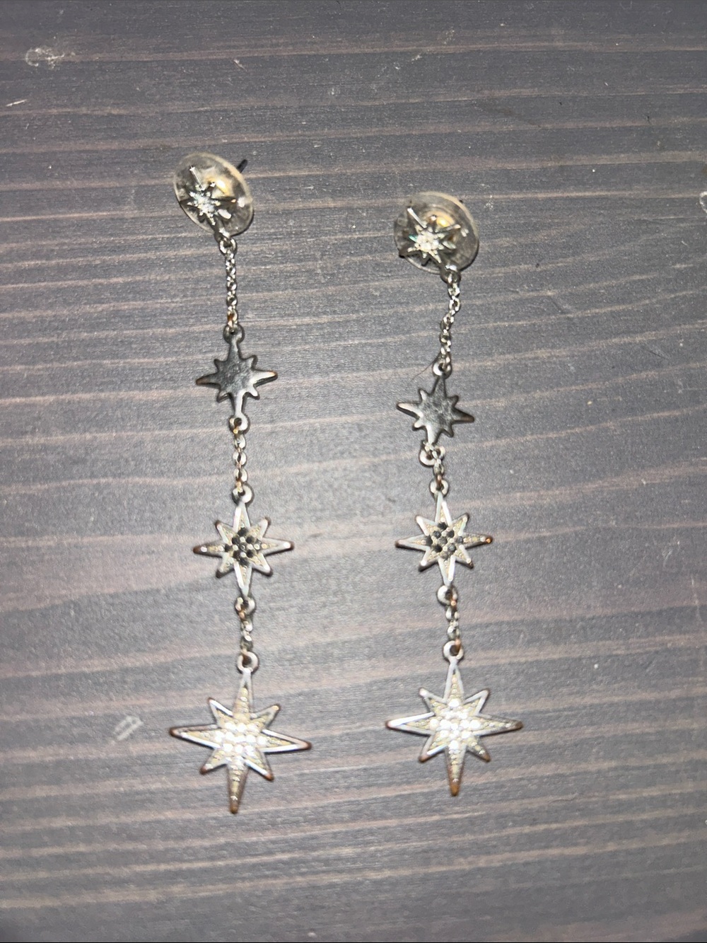 Rebecca Minkoff Silver Starburst Drop Earrings - Elegant Long Dangle Earrings